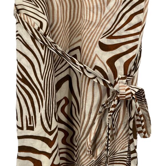 Reiss Dress Rosie fitted animal print midi beige brown size 12 - Picture 4 of 8